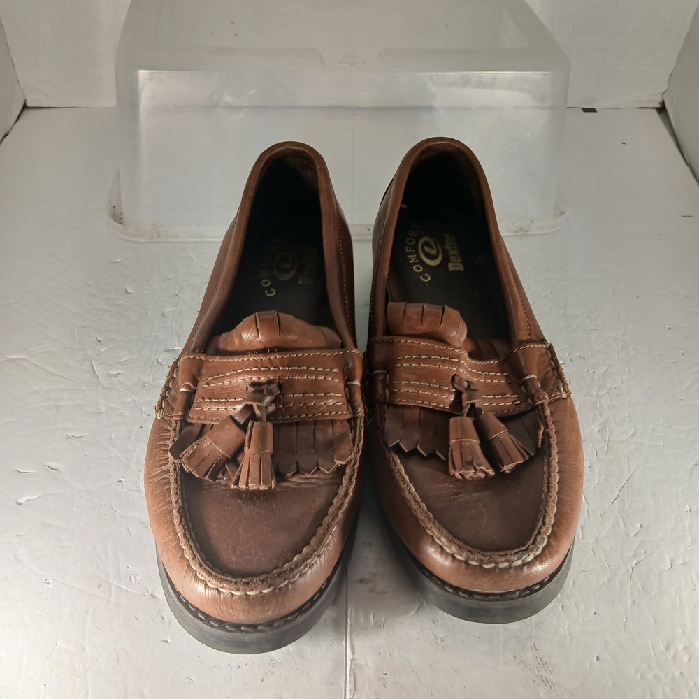 Dexter Kiltie Tassel Loafers 10W Brown Leather Comfort Dark Academia Prep - Picture 3 of 10